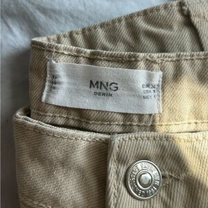 Mango tan high rise straight/slight barrel jeans
